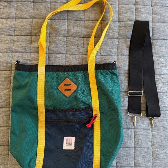 Topo Designs Other - Topo Designs Utility Tote Made in USA Green Navy Yellow Shoulder Tote Bag